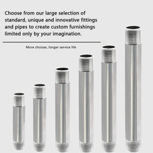 Load image into Gallery viewer, GeilSpace Stainless Steel Pipe, 304 Pipe Nipple Fits Standard Threaded Pipes and Fittings, DIY Industrial Metal Tube (2 PCS)