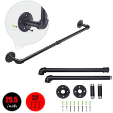 Load image into Gallery viewer, GeilSpace Custom Pipe Furniture -Industrial Pipe Fittings Clothes Drying Rack Wall Mounted Black Metal Towel Rack With Hooks