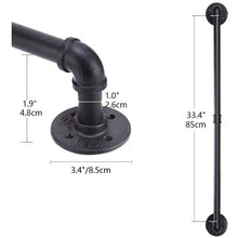 Load image into Gallery viewer, GeilSpace Custom Pipe Furniture -Industrial Pipe Fittings Clothes Drying Rack Wall Mounted Black Metal Towel Rack With Hooks
