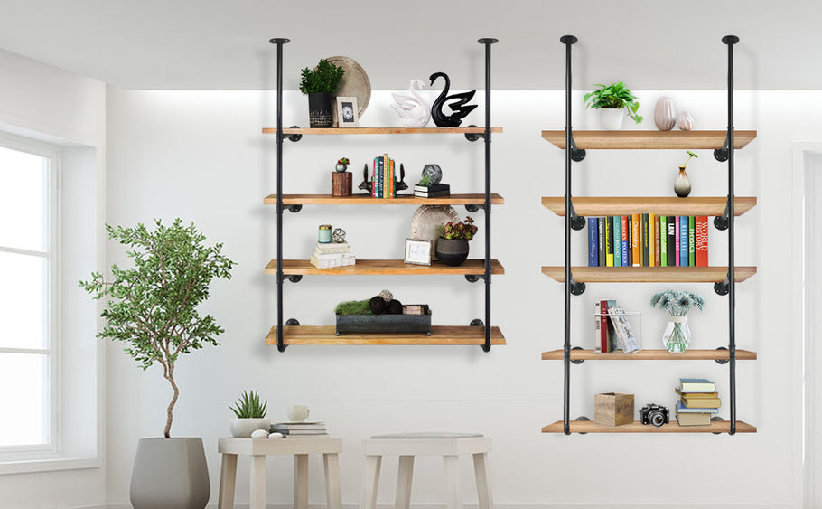 The industrial-style shelf makes your room full of retro DIY style.