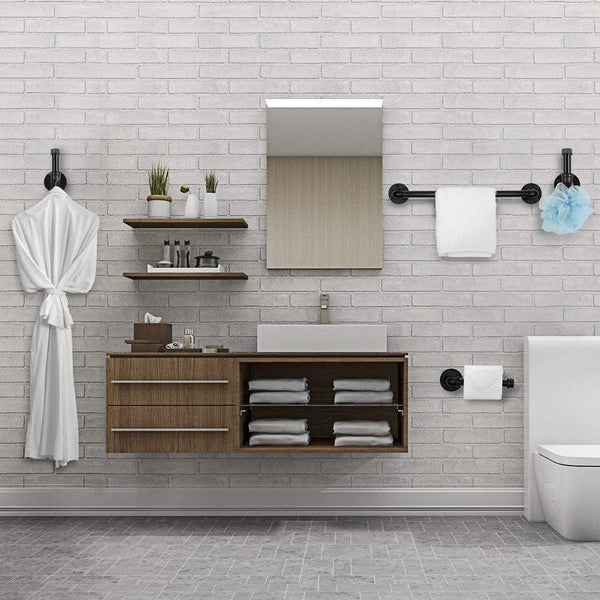 The rustic and retro bathroom accessories create a neat and stylish space for you.