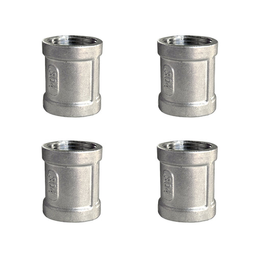 GeilSpace 304 Stainless Steel Coupling, NPT Threaded/Welded Fitting for Plumbing, Industrial Use, Furniture DIY – Heavy Duty, Rust-Resistant, Set of 4