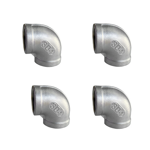 GeilSpace 304 Stainless Steel Elbow, NPT Threaded/Welded Fitting for Plumbing, Industrial Decor - Corrosion-Resistant, Heavy Duty, Set of 4