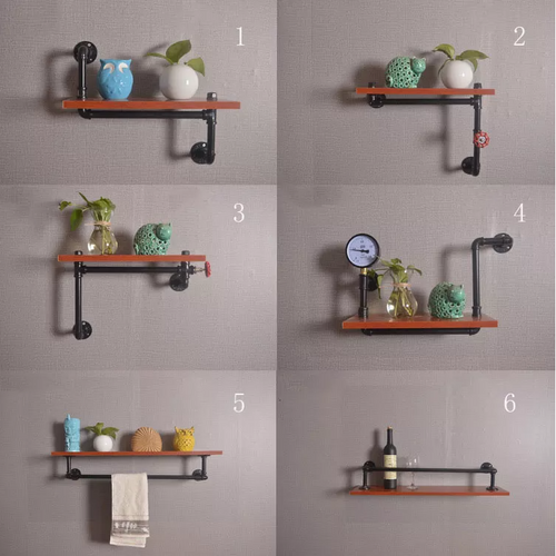 GeilSpace Custom Pipe Shelf - Indoor Wooden Hanging Planter Shelf, Home Decor Pipe Shelf, Wall Bookshelf