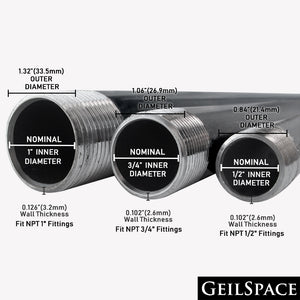 1 inch, 1/2 inch, 3/4 inch gray pipes