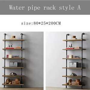 GeilSpace Custom Pipe Shelf - Industrial Wind Iron Art Water Pipe Computer Table, Attic Creative Wall Hanging Storage Table, Simple Solid Wood Desk