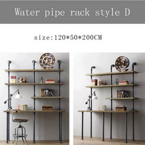 GeilSpace Custom Pipe Shelf - Industrial Wind Iron Art Water Pipe Computer Table, Attic Creative Wall Hanging Storage Table, Simple Solid Wood Desk