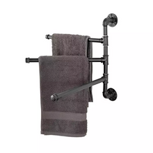 Load image into Gallery viewer, GeilSpace Custom Pipe Furniture -American Style Antique Iron Water Pipe Towel Rack Industrial Wind Three-layers Rotatable Towel Bar Wall Mounted Scarf Rack