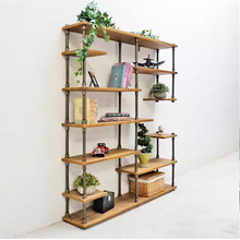 Load image into Gallery viewer, GeilSpace Custom Pipe Shelf - American Creative Solid Wood Bookshelf Home Living Room Decoration Wall Hanging Vintage Industrial Pipe Shelf