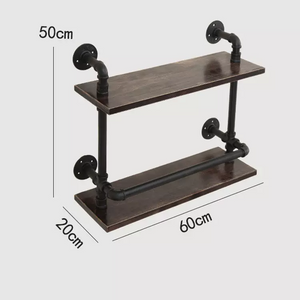 GeilSpace Custom Pipe Shelf - Vintage Industrial Wind And Water Pipe Frame Solid Wood Laminate Wall Hanging Iron Art Bookshelf