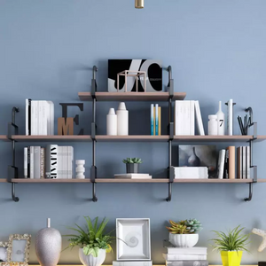 GeilSpace Custom Pipe Shelf - Nordic Solid Wood Wall Shelf, Iron Wall Shelf Wall Mounted Book Shelf Word Partition Living Room Water Pipe Decorative Frame