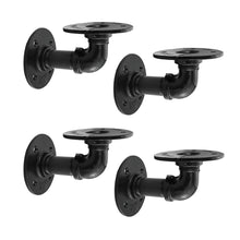 Load image into Gallery viewer, GeilSpace Rustic Industrial Pipe Floating Shelf Brackets, Double Flanges, Black Paint, Set of 4 - Industrial Fittings, Flanges, Pipes for Custom Floating Shelves, Wall-Mounted DIY Bracket