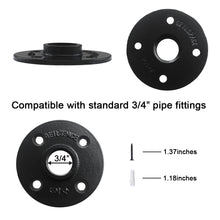 Load image into Gallery viewer, GeilSpace Exclusive Black Floor Flange, 4 Bolts, Malleable Cast Iron, Industrial Steel Fits Standard Threaded Pipe Nipples and Fittings, Vintage DIY Furniture, Plumbing Flanges