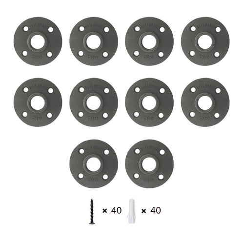 GeilSpace Exclusive Floor Flange, 4 Bolts, Malleable Cast Iron, Industrial Steel Grey Fits Standard Threaded Pipe Nipples and Fittings, Vintage DIY Furniture, Plumbing Flanges