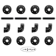 Load image into Gallery viewer, GeilSpace Rustic Industrial Pipe Floating Shelf Brackets, Double Flanges, Black Paint, Set of 4 - Industrial Fittings, Flanges, Pipes for Custom Floating Shelves, Wall-Mounted DIY Bracket