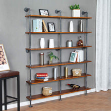 Load image into Gallery viewer, GeilSpace Custom Pipe Shelf - Industrial Gold Pipe Wood Plank Bookshelf Fashionable Metal Pipe Wall Mounted Floating Shelf