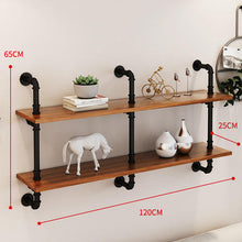 Load image into Gallery viewer, GeilSpace Custom Pipe Shelf -Industrial Wrought Iron Pipe Bookshelf Rack Multi-layer Wood Shelf Wall Floating Hanging For Store
