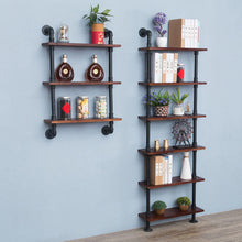 Load image into Gallery viewer, GeilSpace Custom Pipe Shelf - American Style Industrial Pipe Storage Rack, Antique Solid Wood Floor Storage Rack, Wall Mounted Wall Decoration Rack
