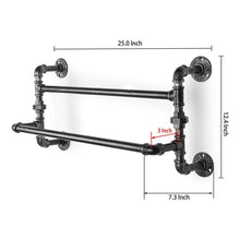 Load image into Gallery viewer, GeilSpace Custom Pipe Furniture -Industrial Style Wrought Iron Pipe Wall Holders Clothes Racks Bathroom Towel Clothes Storage Rack