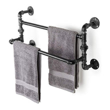 Load image into Gallery viewer, GeilSpace Custom Pipe Furniture -Industrial Style Wrought Iron Pipe Wall Holders Clothes Racks Bathroom Towel Clothes Storage Rack