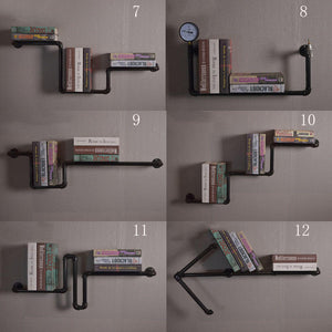 GeilSpace Custom Pipe Shelf -Retro Wall Loft Display Shelf Rack Bookshelf Design Pipe Holders For Slatwall Hanging Shelves With Metal