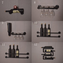 Load image into Gallery viewer, GeilSpace Custom Pipe Shelf - Industrial Creative Wall Assemble Pipe Hanging Wine Rack Black Cast Iron Pipe Fitting Wine Rack