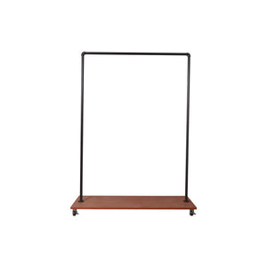 GeilSpace Custom Pipe Furniture -Iron Pipe Display Stand Racks For Clothing With One Wood Shelf Clothes Rack Hanger With Wheels