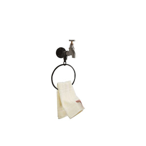 GeilSpace Custom Pipe Furniture -Bathroom Black Round Towel Rack Kitchen Pipe Hanging Towel Ring