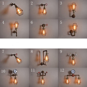 GeilSpace Custom Pipe Furniture - Indoor Led Wall Lamp Living Room Decoration Wrought Iron Water Pipe Shape Wall Light Lamp Holder