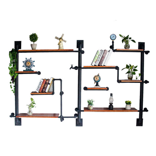 GeilSpace Custom Pipe Shelf -Customized Loft Industrial Wind Iron Art Water Pipe Decoration Shelf On The Wall Wall Hanging Wine Shelf Multilayer Bookshelf