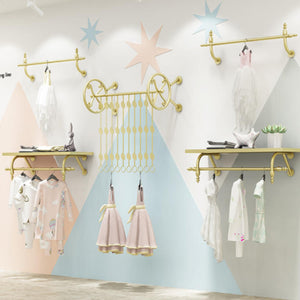 GeilSpace Custom Pipe Furniture -Customized Clothing Display Rack Gold Children's Clothing Store Shelf Wall Hanging Hanger Combination On The Mall