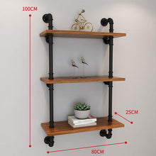 Load image into Gallery viewer, GeilSpace Custom Pipe Shelf -Industrial Wrought Iron Pipe Bookshelf Rack Multi-layer Wood Shelf Wall Floating Hanging For Store