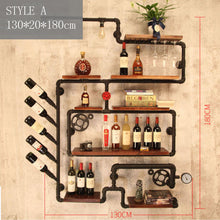 Load image into Gallery viewer, GeilSpace Custom Pipe Shelf - American Style Retro Solid Wood Shelf, Living Room Bar Wall Decoration Wine Rack Iron Industrial  Pipe Wall Hanging