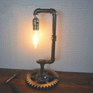 GeilSpace Custom Pipe Furniture - Wrought Iron Pipe Decoration Table Lamps Desk Industrial Style Nordic Bedside Table Lamp