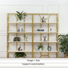 Load image into Gallery viewer, GeilSpace Custom Pipe Shelf - Industrial Gold Pipe Wooden Bookshelf Fashion Metal Floor Shelf Display Rack