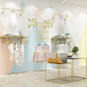 GeilSpace Custom Pipe Furniture -Customized Clothing Display Rack Gold Children's Clothing Store Shelf Wall Hanging Hanger Combination On The Mall