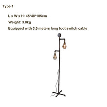 Load image into Gallery viewer, GeilSpace Custom Pipe Furniture - Industrial Retro Pipe Floor Lamp Light Creative Foot Switch Floor Lighting Assembly Decoration