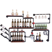 Load image into Gallery viewer, GeilSpace Custom Pipe Shelf - American Style Retro Solid Wood Shelf, Living Room Bar Wall Decoration Wine Rack Iron Industrial  Pipe Wall Hanging