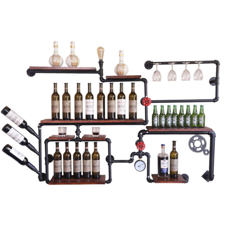 Iron pipe wine online rack