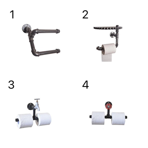 GeilSpace Custom Pipe Furniture -Industrial Metal Iron Pipe Roll Tissue Holder Wall Mounted Toilet Paper Roll Holder