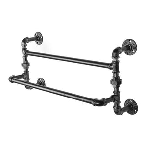 GeilSpace Custom Pipe Furniture -Industrial Style Wrought Iron Pipe Wall Holders Clothes Racks Bathroom Towel Clothes Storage Rack