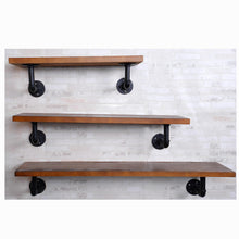 Load image into Gallery viewer, GeilSpace Custom Pipe Shelf -Industrial Style Living Room Solid Wood Pipe Shelves Wooden Wall Mounted Shelf Display Iron Hanging Rack