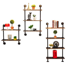 Load image into Gallery viewer, GeilSpace Custom Pipe Shelf - Floating Mounted Hanging Diy Wall Shelf Pipe Wooden Iron Decorative Wall Rack Organizer Holder