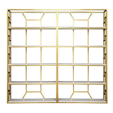 Load image into Gallery viewer, GeilSpace Custom Pipe Shelf - Industrial Gold Pipe Wooden Bookshelf Fashion Metal Floor Shelf Display Rack