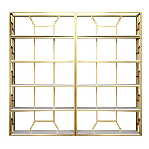 GeilSpace Custom Pipe Shelf - Industrial Gold Pipe Wooden Bookshelf Fashion Metal Floor Shelf Display Rack