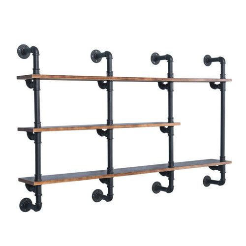 GeilSpace Custom Pipe Shelf - American Style Industrial Pipe Storage Rack, Antique Solid Wood Floor Storage Rack, Wall Mounted Wall Decoration Rack